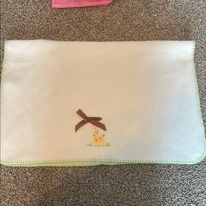 White and Green Baby Blanket with Giraffe Design
